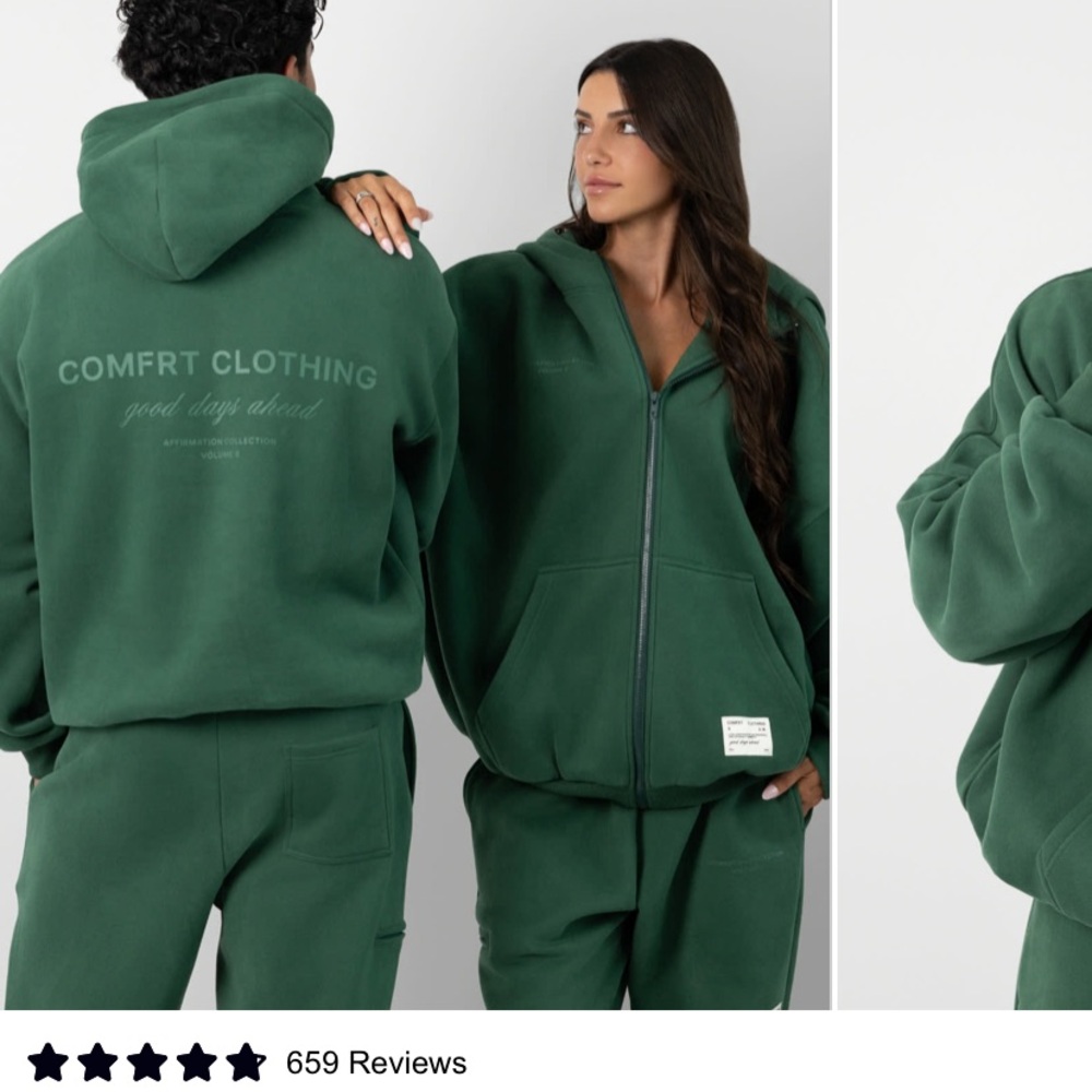 Comfrt Zip Hoodie & Sweatpants - Hunter Green